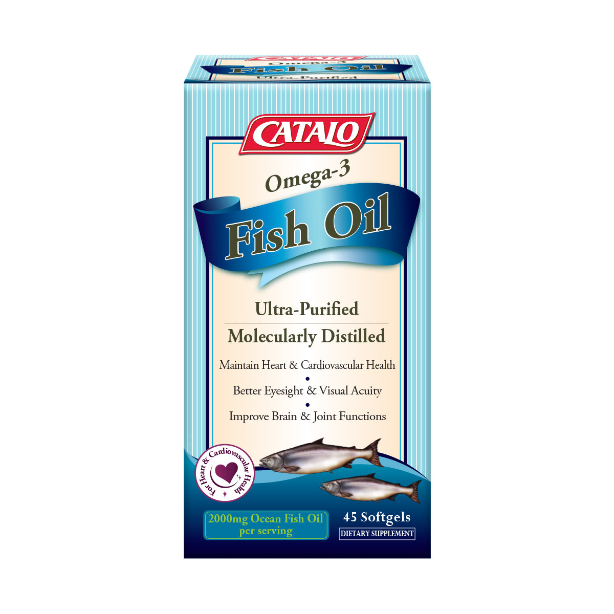 CATALO家得路奧米加3深海魚油精華 45粒，含高純度EPA及DHA，維持心腦血管健康，提升視力，適合孕婦及青少年。