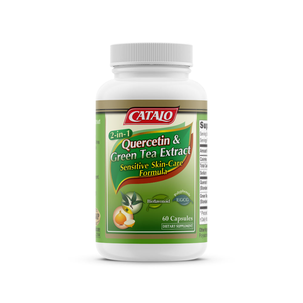 CATALO家得路天然洋蔥綠茶精華 60粒，含槲皮素及EGCG，紓緩敏感肌及氣管，增強免疫力，改善皮膚質素，適合易敏及壓力大人士。