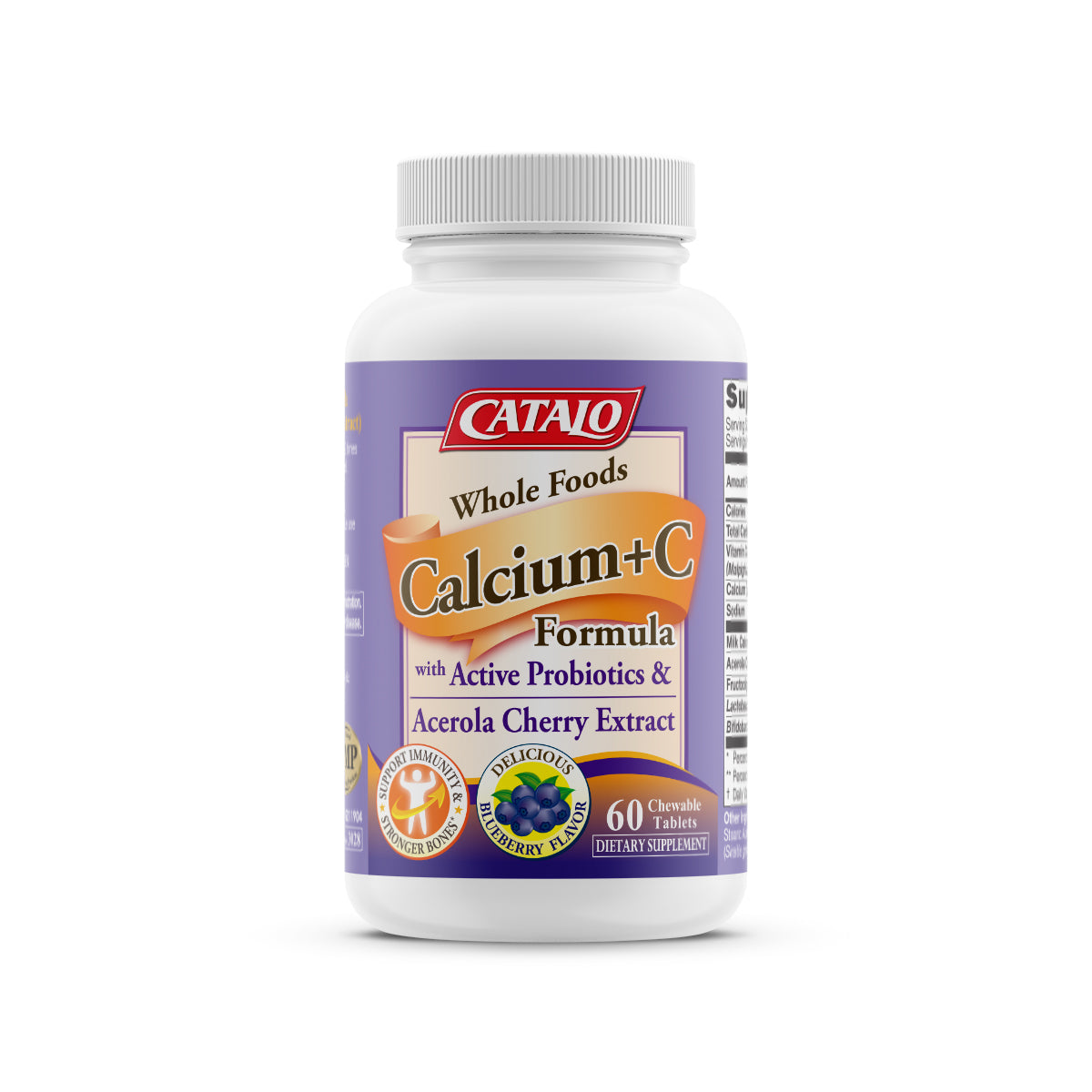 CATALO家得路益鈣C® 60粒，含天然牛奶鈣及針葉櫻桃維他命C，提升骨質密度，增強免疫力，促進腸道健康，改善消化，適合青少年及腸胃不適人士。