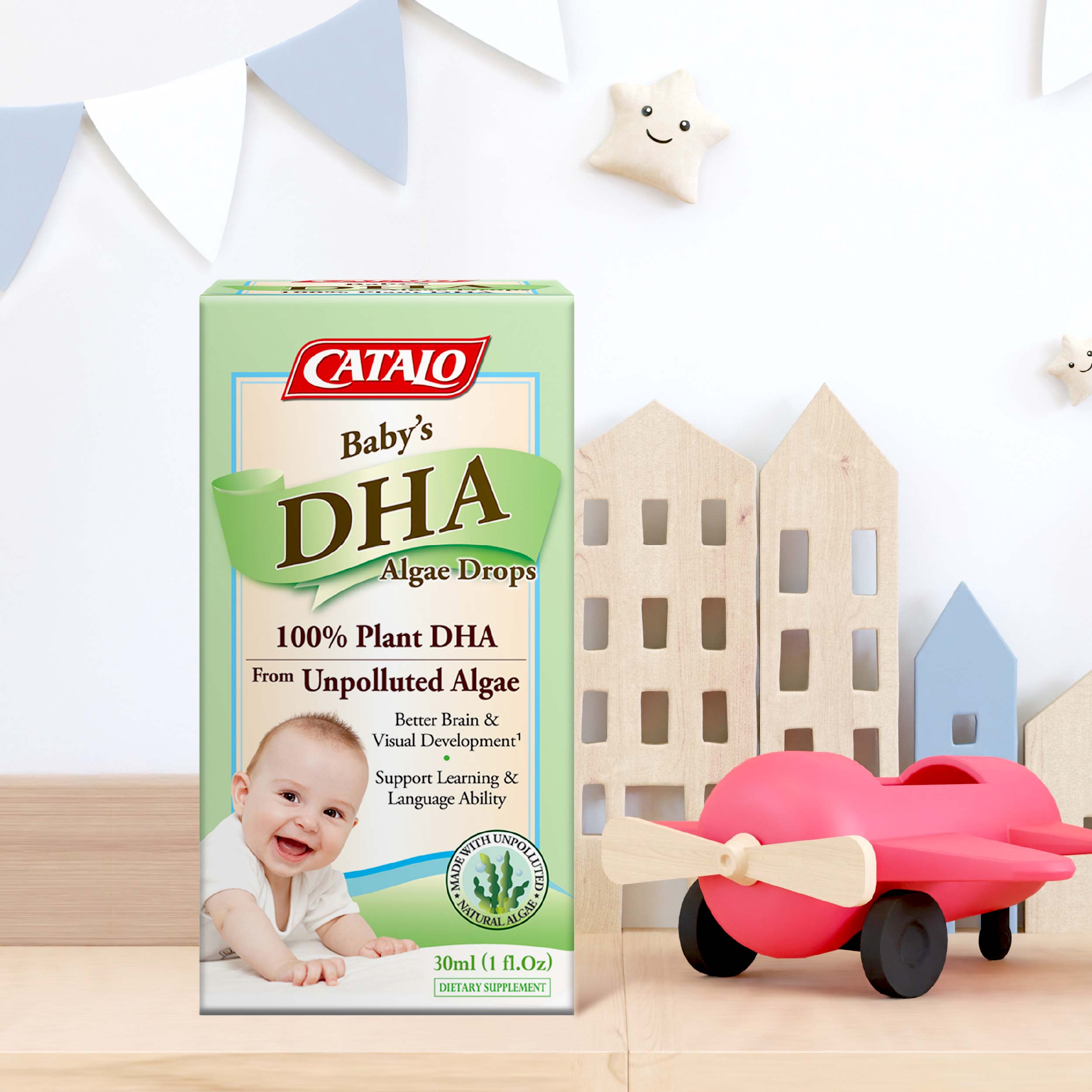 CATALO家得路嬰兒藻油DHA活腦補眼滴劑 30毫升，含life’sDHA™高純度藻油，促進腦部及視力發育，純淨素食配方，適合5磅以上嬰兒。