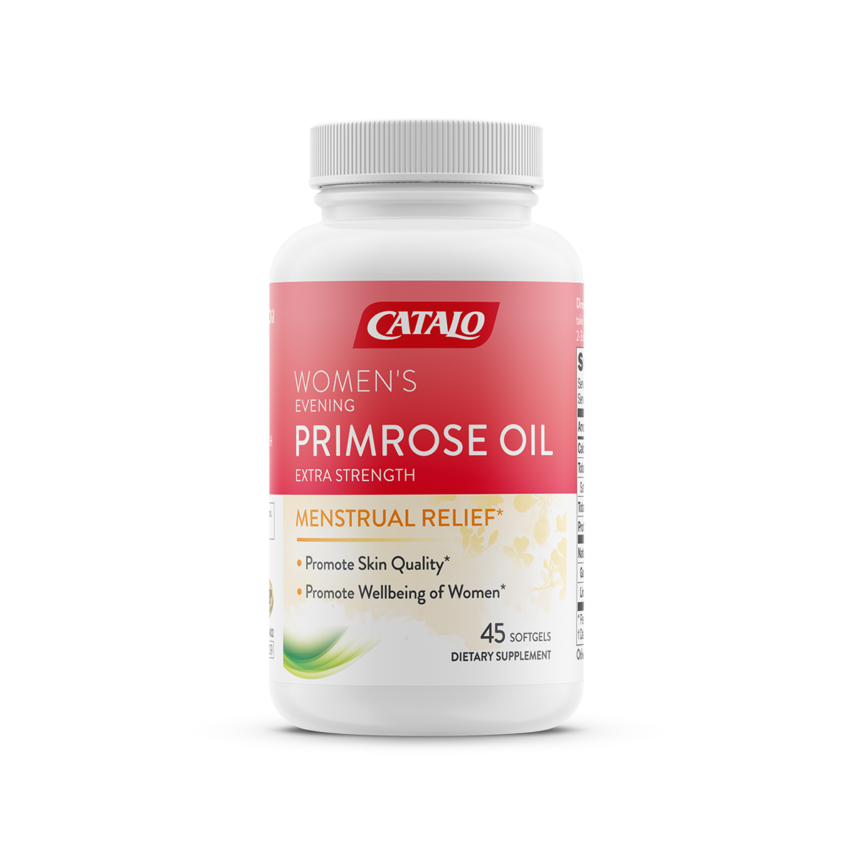 CATALO家得路女士月見草油精華特強配方 45粒，含高純度GLA，紓緩女性週期不適，保持肌膚嫩滑及心血管健康，適合女性。