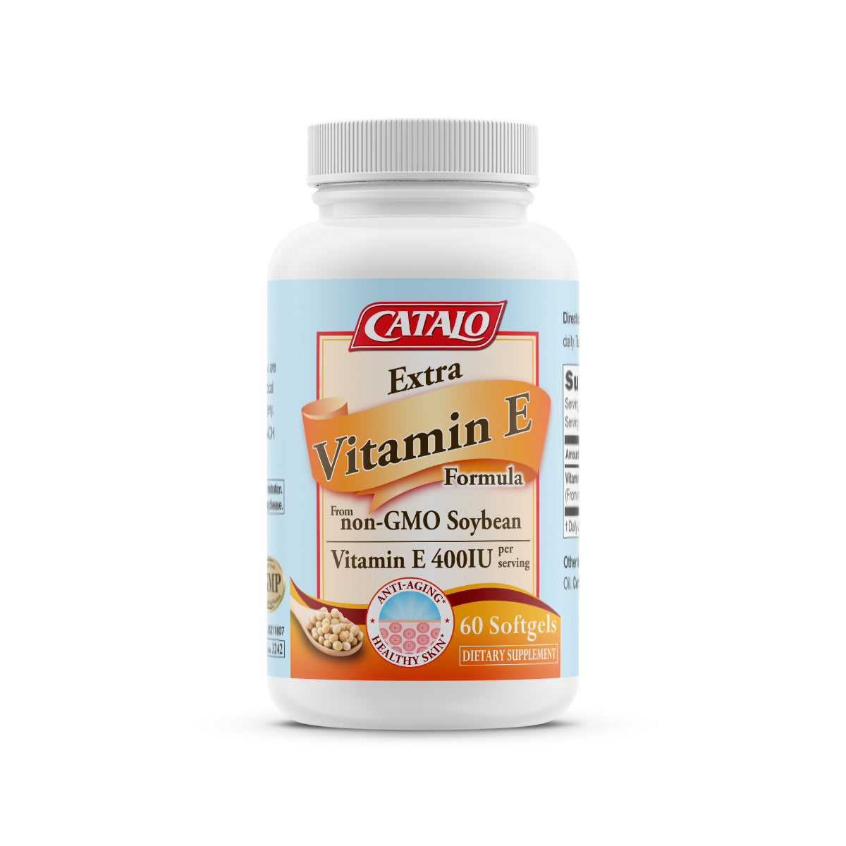 CATALO家得路特強大豆維他命E配方 60粒，含400IU維他命E，抗氧化減淡細紋，提升免疫力，適合成人及關注心血管人士。