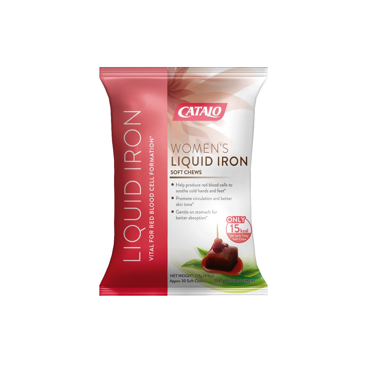 CATALO家得路女士液體鐵軟糖 129克，含焦磷酸鐵，補充鐵質，促進血液循環，紓緩疲勞，保持活力，適合12歲以上女性。