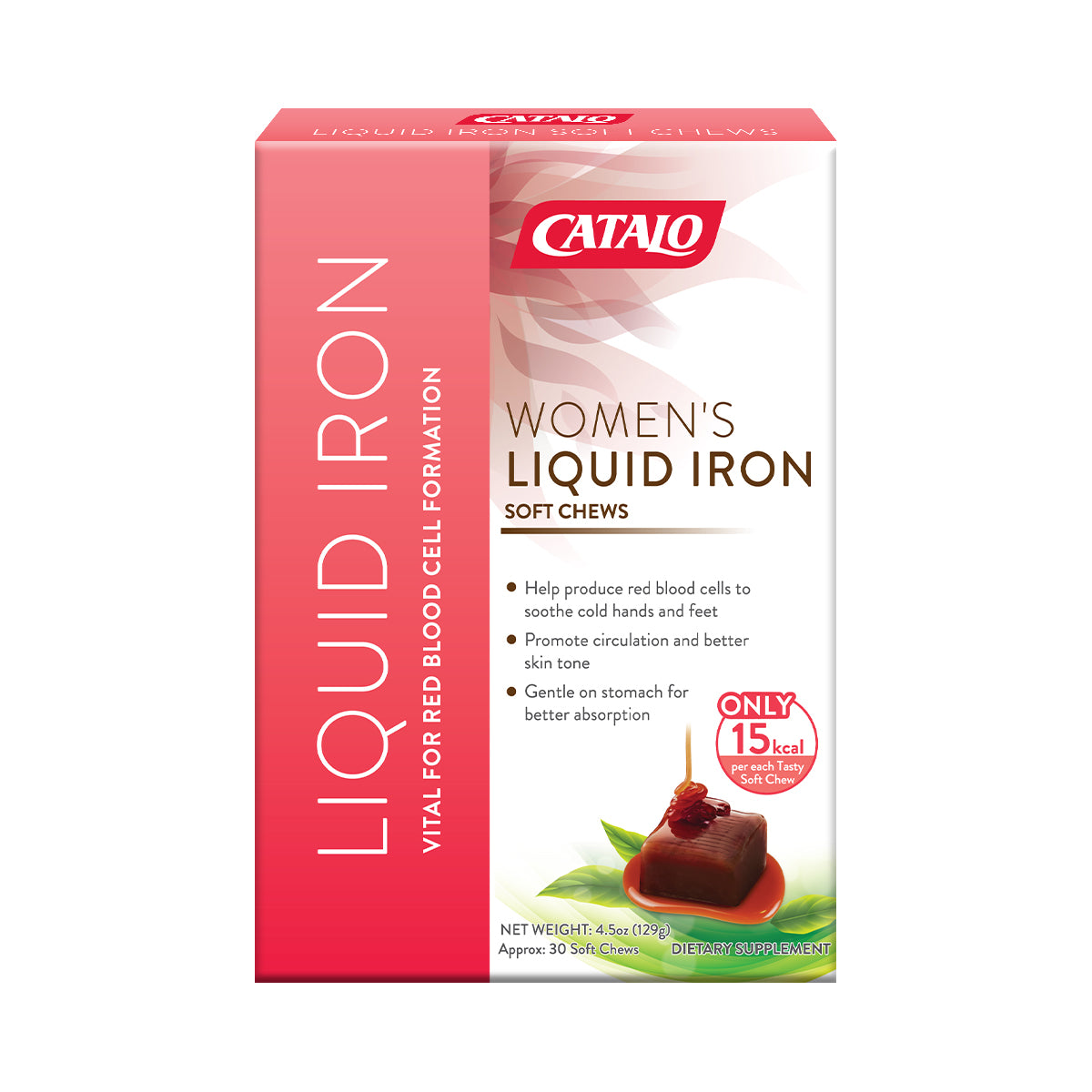 CATALO家得路女士液體鐵軟糖 129克，含焦磷酸鐵，補充鐵質，促進血液循環，紓緩疲勞，保持活力，適合12歲以上女性。