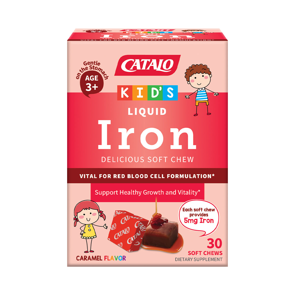 CATALO家得路兒童液體鐵軟糖 30粒，含焦磷酸鐵，促進血液循環，補充成長鐵質，保持活力，適合3歲以上兒童。