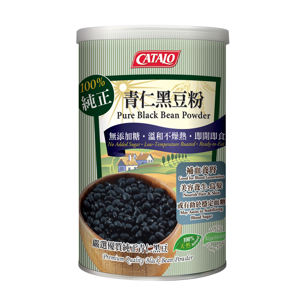 CATALO家得路100%純正青仁黑豆粉 454克，含豐富纖維，烏髮補腎，促進血液循環，改善皮膚，適合素食者及關注心臟人士。