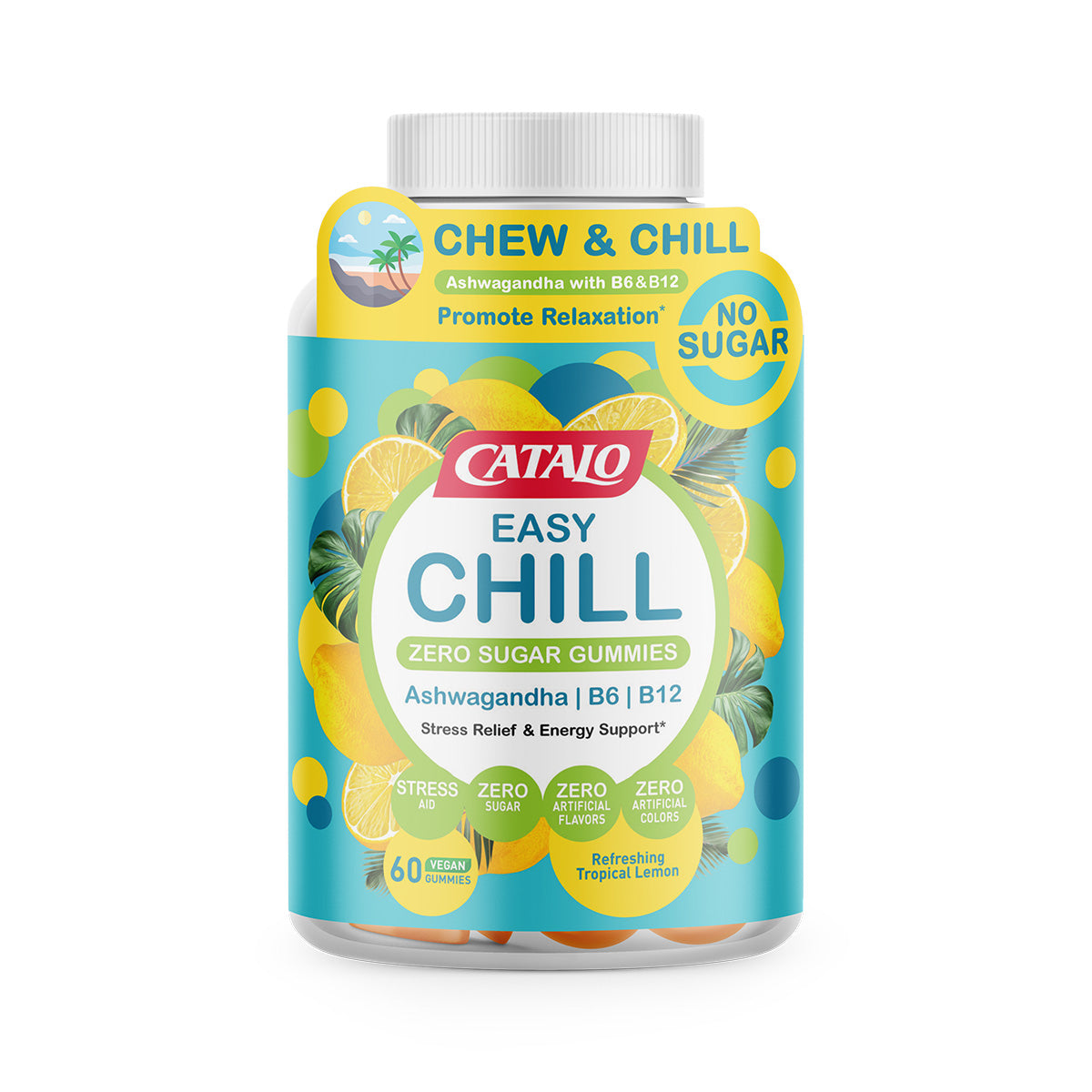 CATALO家得路輕鬆減壓無糖軟糖 60粒，含南非醉茄及維他命B6，紓緩壓力，提升心情，適合壓力大及睡眠差人士。