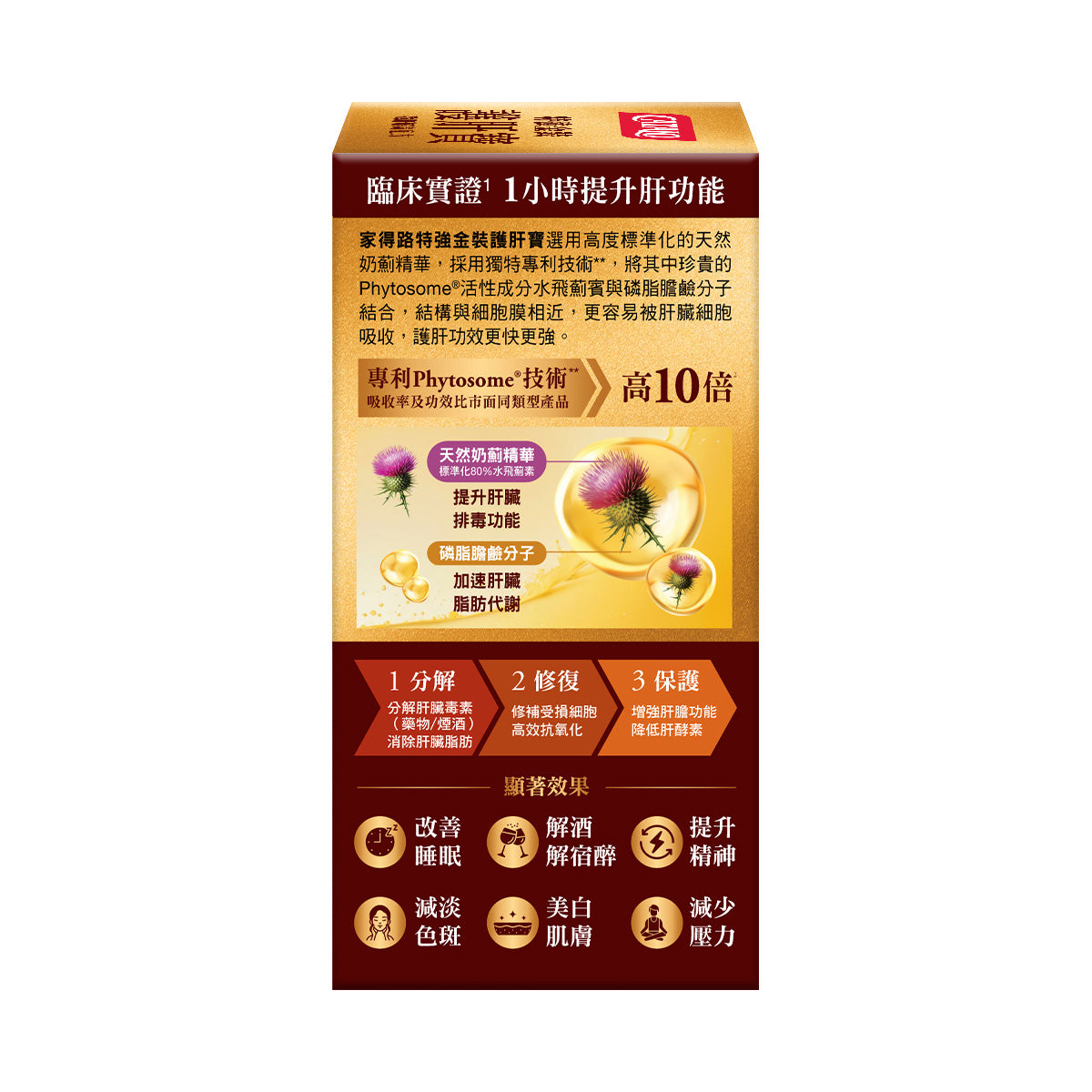 CATALO家得路特強金裝護肝寶 90粒，含Phytosome®奶薊精華，保護肝臟，促進排毒，適合常飲酒及關注肝健康人士。