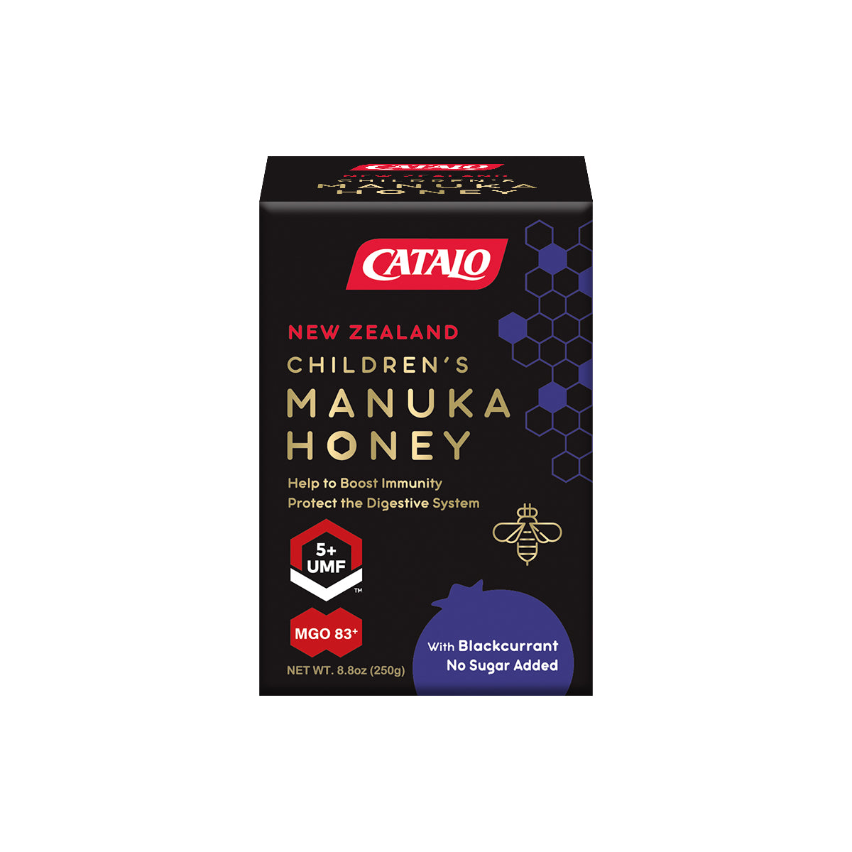 CATALO家得路兒童活性麥蘆卡因子UMF 5+蜂蜜 250克，含UMF®5+麥蘆卡因子，增強免疫力，紓緩喉嚨不適，適合1歲以上人士。