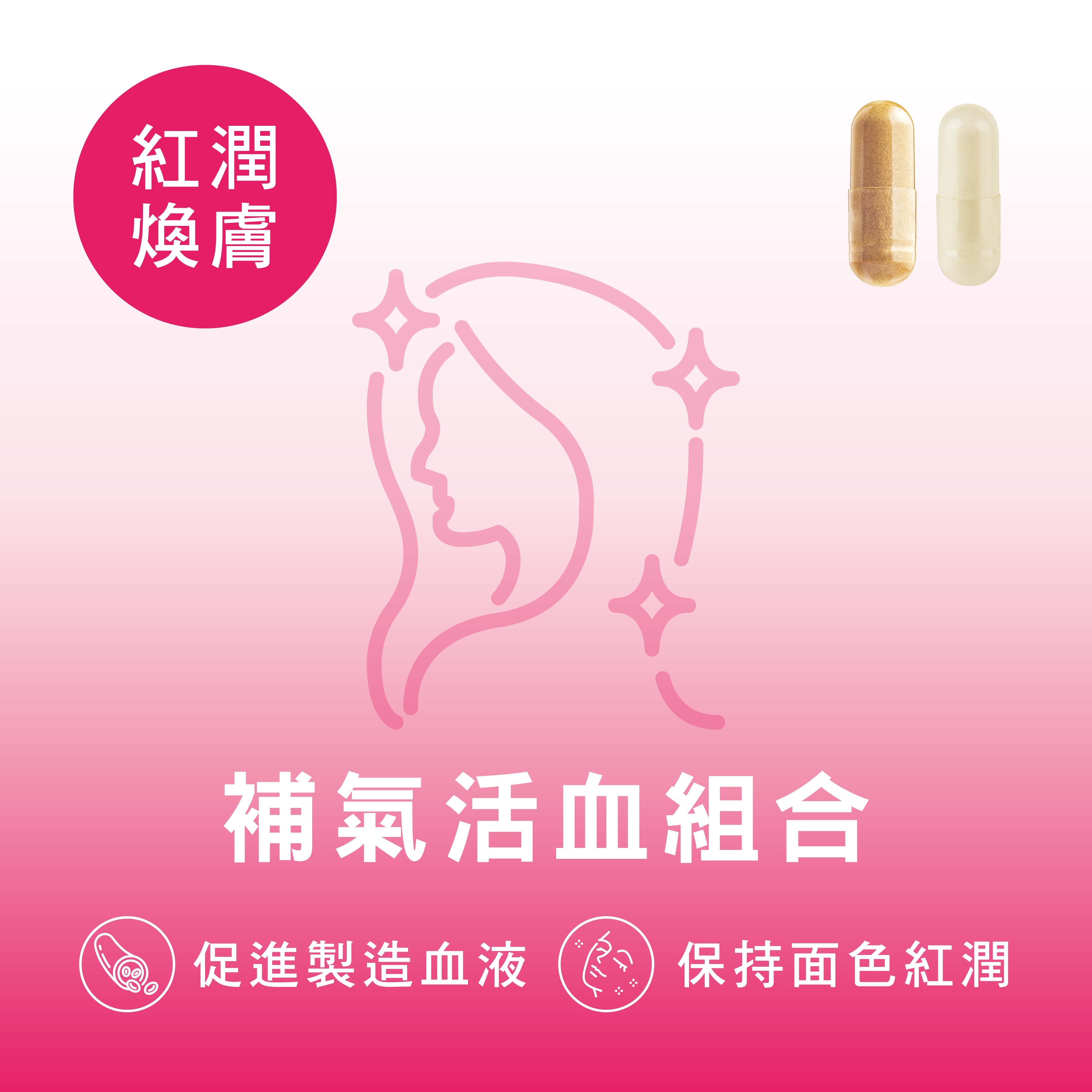 CATALO家得路補氣活血組合，含天然鐵質及維他命C，促進血液生成，改善面色，適合女性及素食者。