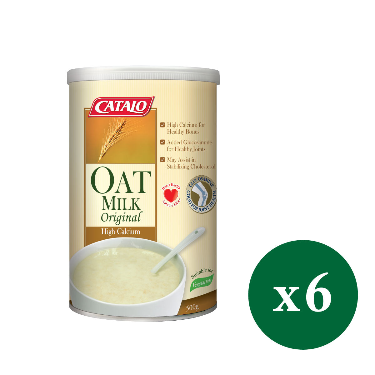 CATALO家得路高鈣燕麥奶 500克，含107mg鈣質及葡萄糖胺，穩定膽固醇，強健骨骼，促進腸道健康，適合素食者及關注心血管人士。